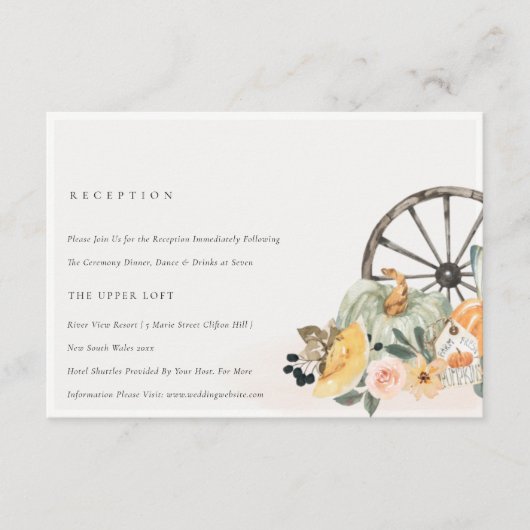 Rustige Herfst Pumpkin Leafy Floral Wedding Recept Informatiekaartje (Voorkant)