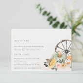 Rustige Herfst Pumpkin Leafy Floral Wedding Recept Informatiekaartje (Staand voorkant)