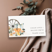 Rustige Herfst Pumpkin Leafy Floral Wedding Websit Informatiekaartje
