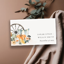 Rustige Herfst Pumpkin Leafy Floral Wedding Websit Informatiekaartje