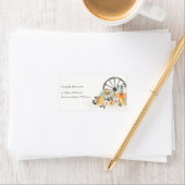 Rustige Herfst Pumpkin Leafy Floral Wheel Adres Etiket (Insitu)