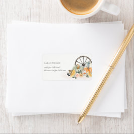 Rustige Herfst Pumpkin Leafy Floral Wheel Adres Etiket