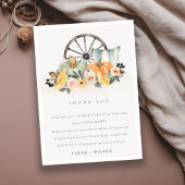 Rustige Herfst Pumpkin Leafy Floral Wheel Wedding Bedankkaart