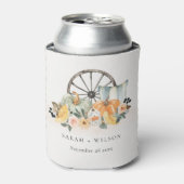 Rustige Herfst Pumpkin Leafy Floral Wheel Wedding Blikjeskoeler (Blikje Voorkant)