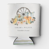 Rustige Herfst Pumpkin Leafy Floral Wheel Wedding Blikjeskoeler (Voorkant)