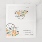 Rustige Herfst Pumpkin Leafy Floral Wheel Wedding Plaatskaartje (Buitenkant ongevouwen)
