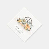 Rustige Herfst Pumpkin Leafy Floral Wheel Wedding Servet (Hoek)