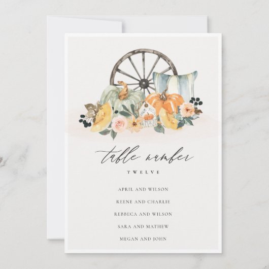 Rustige Herfst Pumpkin Leafy Seating Chart Table K Bedankkaart (Achterkant)