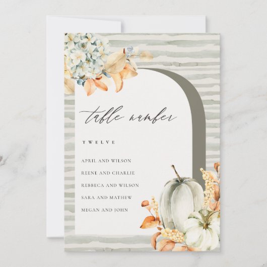 Rustige Herfst Pumpkin Leafy Seating Chart Table K Bedankkaart (Voorkant)
