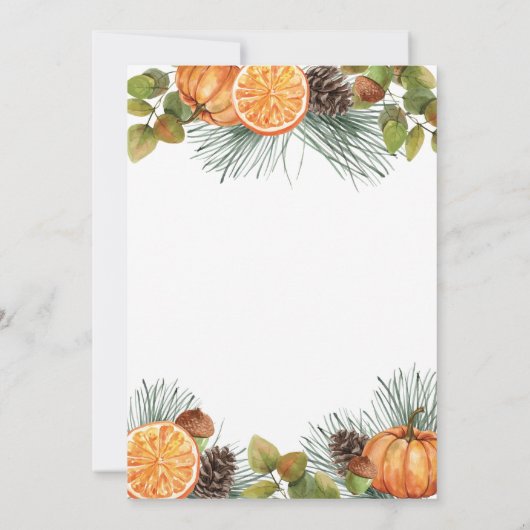 Rustige Herfst Pumpkin Thanksgiving Dinner Kaart (Achterkant)