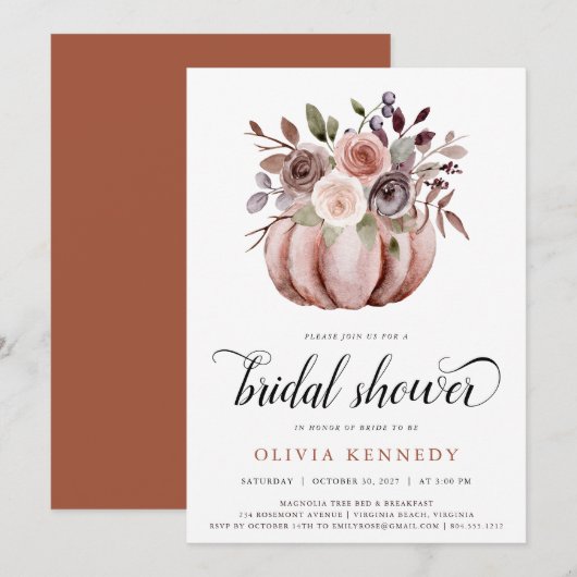 Rustige Herfst Pumpkin Vrijgezellenfeest Rust Flor Kaart (Voorkant / Achterkant)