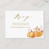 Rustige Herfst Pumpkin Wedding Website RSVP Gold Informatiekaartje (Voorkant)
