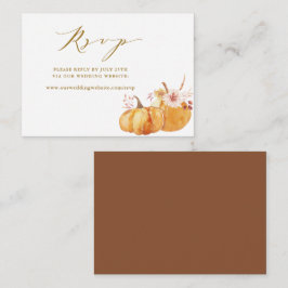 Rustige Herfst Pumpkin Wedding Website RSVP Gold Informatiekaartje