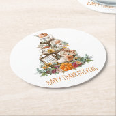 Rustige Herfst Pumpkins Happy Thanksgiving Ronde Kartonnen Onderzetter (Gebogen)