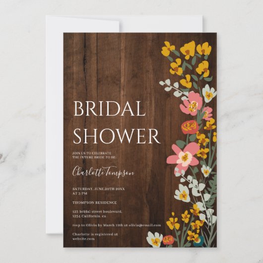 Rustige herfst retro bloemen vrijgezellenfeest kaart (Voorkant)