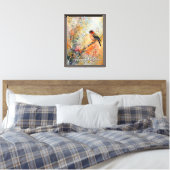 Rustige herfst Robin gestrekte canvas Print (Insitu (Slaapkamer))