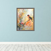 Rustige herfst Robin gestrekte canvas Print (Insitu (Houten vloer))