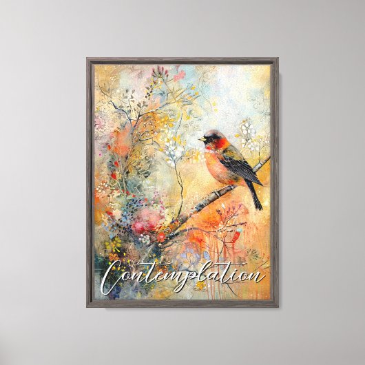 Rustige herfst Robin gestrekte canvas Print (Voorkant)