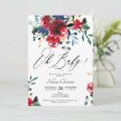 Rustige herfst rode marineflorale waterverf baby s kaart (Staand voorkant)