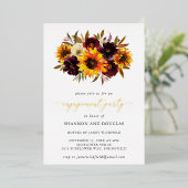 Rustige Herfst Rozen Sunflower Engagement Party Go Folie Uitnodiging (Staand Voorkant)