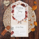 Rustige Herfst Rust Floral op Cream Dinner All In One Uitnodiging<br><div class="desc">OOK BESCHIKBAAR MET EEN QR-CODE OM IN HET RSVP-GEBIED TE SCAN. Dit ontwerp is voorzien van een roest en roomkleurig waterverf floral bouquet lijst op een zachte ivoorachtergrond. De gepersonaliseerde alle-in-één uitnodigingen zijn een unieke combinatie van zowel een prachtig gedrukte douaneverzoeken met een gemakkelijk om geperforeerd briefkaart af te breken...</div>
