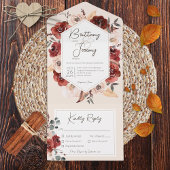 Rustige Herfst Rust Floral op Cream Dinner All In One Uitnodiging