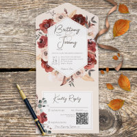 Rustige Herfst Rust Floral op de QR-code van Cream