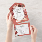 Rustige Herfst Rust Floral op Rust Dinner All In One Uitnodiging (Afscheurbaar)