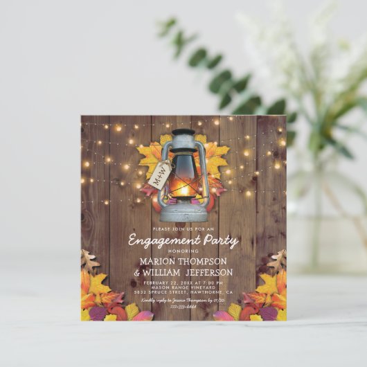 Rustige Herfst String Lights Autumn Engagement Par Kaart (Staand voorkant)