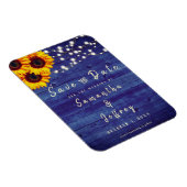 Rustige Herfst Sunflower Wedding Blue Save the Dat Magneet (Rechterzijde)