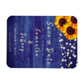 Rustige Herfst Sunflower Wedding Blue Save the Dat Magneet (Horizontaal)