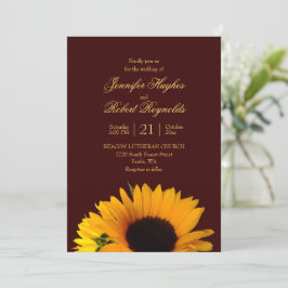 Rustige Herfst Sunflower Wedding Kaart