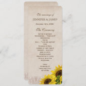 Rustige Herfst Sunflower Wedding Programme Programmakaart (Voorkant / Achterkant)