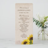 Rustige Herfst Sunflower Wedding Programme Programmakaart (Staand voorkant)