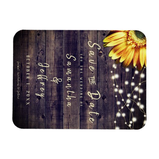 Rustige Herfst Sunflower Wedding Save the Date Magneet (Horizontaal)