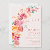 Rustige herfst terracotta florale fotobruiloft kaart (Voorkant)