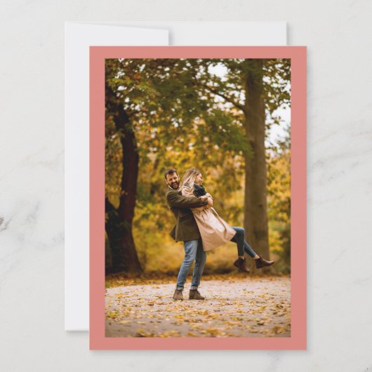 Rustige herfst terracotta florale fotobruiloft kaart (Achterkant)