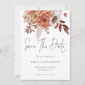 Rustige Herfst Terracotta Florals QR Code Wedding Save The Date (Voorkant)