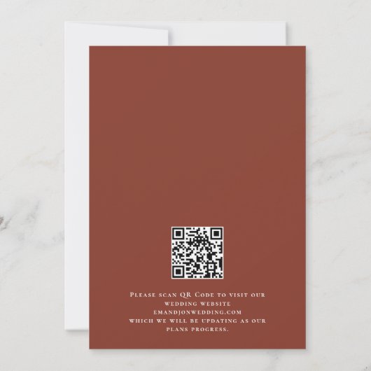 Rustige Herfst Terracotta Florals QR Code Wedding Save The Date (Achterkant)