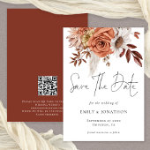 Rustige Herfst Terracotta Florals QR Code Wedding Save The Date