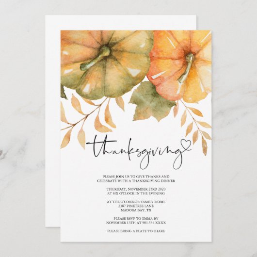 Rustige Herfst Thanksgiving diner invullen Kaart (Voorkant / Achterkant)