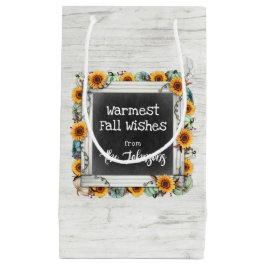 Rustige Herfst Thanksgiving Zonnebloempompoenen Klein Cadeauzakje