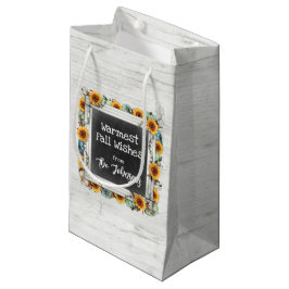 Rustige Herfst Thanksgiving Zonnebloempompoenen Klein Cadeauzakje