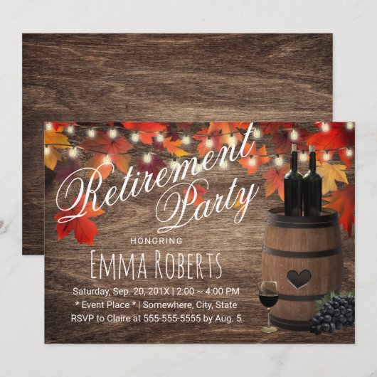 Rustige herfst van de wijnbarrel leidt tot uittred kaart (Voorkant / Achterkant)