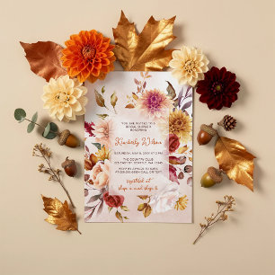 Rustige Herfst Verliefd Herfst Bloemig Bruidsfeest Kaart