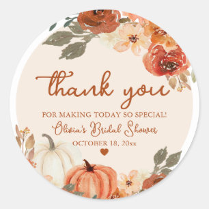 Rustige Herfst Verliefd Pompoen Bruiloft Bridal Sh Ronde Sticker