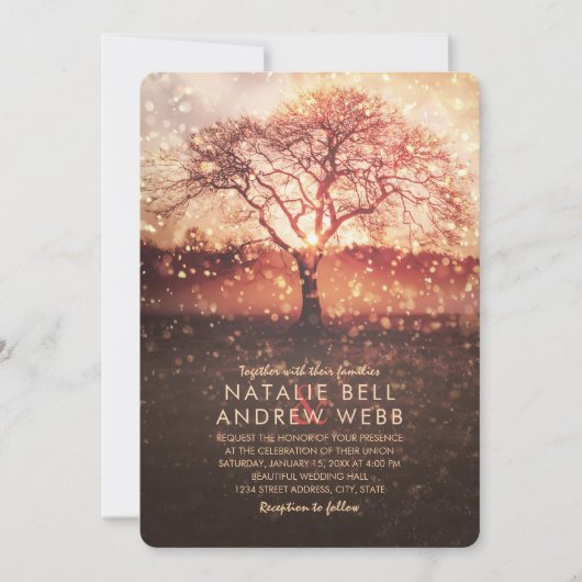 Rustige herfst voor winterbruiloft elegante sneeuw kaart (Voorkant)