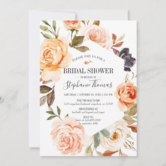 Rustige Herfst Waterverf Floral Vrijgezellenfeest Kaart (Voorkant)