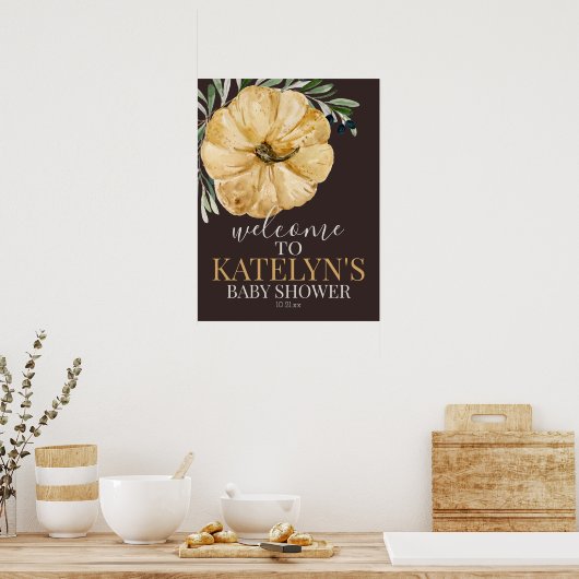 Rustige Herfst — Welkomstbord pompoen Poster (Keuken)