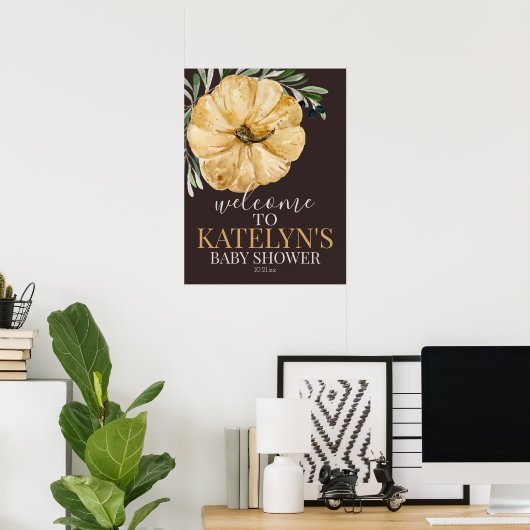 Rustige Herfst — Welkomstbord pompoen Poster (Thuiskantoor)